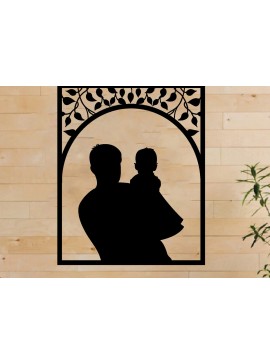 Intra απο ξύλο plywood 3mm-4mm πάχος - Πατέρα και παιδί μεταλλική τέχνη τοίχου, λέιζερ Δίασταση 40x50 cm INTRAFABR-65915636