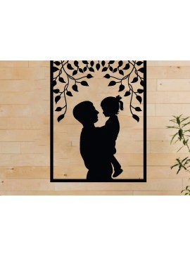 Intra απο ξύλο plywood 3mm-4mm πάχος - Πατέρα και παιδί μεταλλική τέχνη τοίχου, λέιζερ Δίασταση 40x50 cm INTRAFABR-65919812