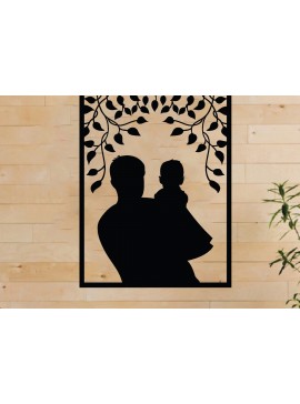 Intra απο ξύλο plywood 3mm-4mm πάχος - Πατέρα και παιδί μεταλλική τέχνη τοίχου, λέιζερ Δίασταση 40x50 cm INTRAFABR-65919967