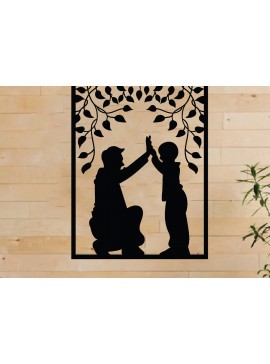 Intra απο ξύλο plywood 3mm-4mm πάχος - Πατέρα και παιδί μεταλλική τέχνη τοίχου, λέιζερ Δίασταση 40x50 cm INTRAFABR-65920054