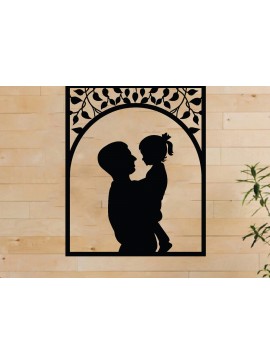Intra απο ξύλο plywood 3mm-4mm πάχος - Πατέρα και παιδί μεταλλική τέχνη τοίχου, λέιζερ Δίασταση 40x50 cm INTRAFABR-65915532