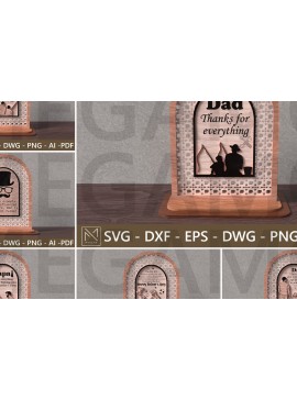 Σετ των 2 Intra απο ξύλο plywood 3mm-4mm πάχος - Πακέτο κοπής με λέιζερ για την ημέρα του πατέρα Δίασταση 20x20 cm INTRAFABR-122114037