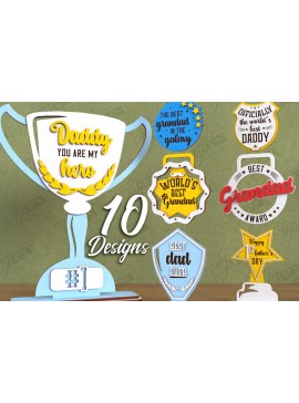 Σετ των 2 Intra απο ξύλο plywood 3mm-4mm πάχος - Πακέτο βραβείων για την Ημέρα του Πατέρα | Τρόπαιο |CNC Δίασταση 20x20 cm INTRAFABR-119472068