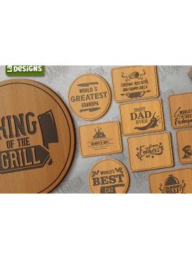 Σετ των 2 Intra απο ξύλο plywood 3mm-4mm πάχος - Πακέτο κοπής για τη γιορτή του πατέρα | CNC Δίασταση 20x20 cm INTRAFABR-119067602