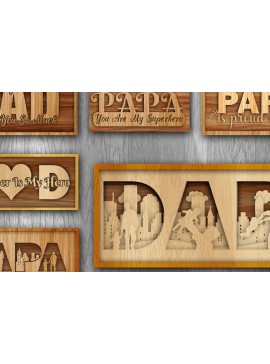 Σετ των 2 Intra απο ξύλο plywood 3mm-4mm πάχος - Σχέδιο δέσμης κοπής με λέιζερ για τη γιορτή του πατέρα Δίασταση 20x20 cm INTRAFABR-31112559