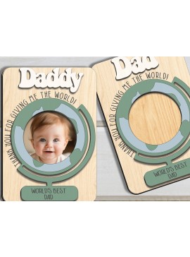 Σετ των 2 Intra απο ξύλο plywood 3mm-4mm πάχος - Κορνίζα φωτογραφιών με μαγνήτη ψυγείου για τη γιορτή του πατέρα Δίασταση 20x25 cm INTRAFABR-95569183