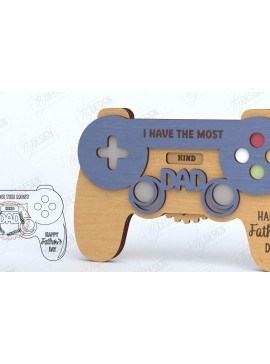 Σετ των 2 Intra απο ξύλο plywood 3mm-4mm πάχος - Ευχετήρια κάρτα για την Ημέρα του Πατέρα | Gamer | CNC Δίασταση 10x15 cm INTRAFABR-119662599