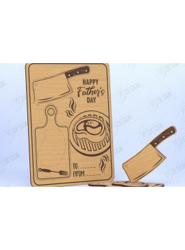 Σετ των 2 Intra απο ξύλο plywood 3mm-4mm πάχος - Ευχετήρια κάρτα για την Ημέρα του Πατέρα | Ιδέα δώρου Δίασταση 10x15 cm INTRAFABR-119536578