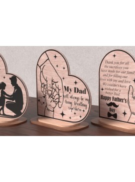 Σετ των 2 Intra απο ξύλο plywood 3mm-4mm πάχος - Πλακέτα καρδιάς για την Ημέρα του Πατέρα  – Super DaD Δίασταση 20x20 cm INTRAFABR-121573071