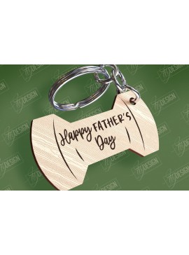 Σετ των 3 Intra απο ξύλο plywood 3mm-4mm πάχος - Σχέδιο κοπής με λέιζερ μπρελόκ για την ημέρα του πατέρα Δίασταση 4x4 cm INTRAFABR-94417107