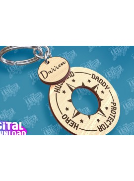 Σετ των 3 Intra απο ξύλο plywood 3mm-4mm πάχος - Σχέδιο κοπής με λέιζερ μπρελόκ για την ημέρα του πατέρα Δίασταση 4x4 cm INTRAFABR-95585349