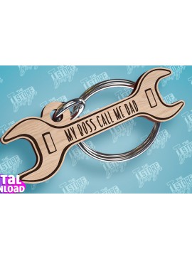 Σετ των 3 Intra απο ξύλο plywood 3mm-4mm πάχος - Σχέδιο κοπής με λέιζερ μπρελόκ για την ημέρα του πατέρα Δίασταση 4x4 cm INTRAFABR-94326798