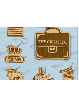 Σετ των 3 Intra απο ξύλο plywood 3mm-4mm πάχος - Πακέτο κοπής με λέιζερ μπρελόκ για την ημέρα του πατέρα Δίασταση 4x4 cm INTRAFABR-119315880