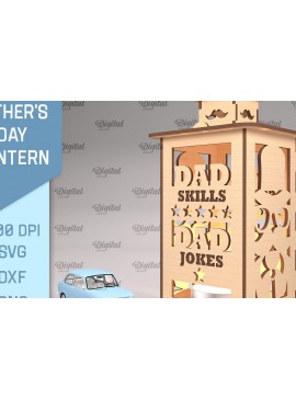 Σετ των 2 Intra απο ξύλο plywood 3mm-4mm πάχος - Φανάρι για την Ημέρα του Πατέρα  Cut Laser Δίασταση 30x20 cm INTRAFABR-93640039