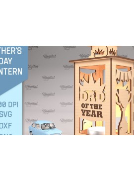 Σετ των 2 Intra απο ξύλο plywood 3mm-4mm πάχος - Φανάρι για την Ημέρα του Πατέρα  Cut Laser Δίασταση 30x20 cm INTRAFABR-93638609