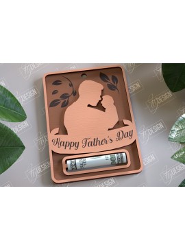 Σετ των 2 Intra απο ξύλο plywood 3mm-4mm πάχος - Χρηματική κάρτα για τη γιορτή του πατέρα | Ευχετήριες κάρτες Δίασταση 10x15 cm INTRAFABR-97153344