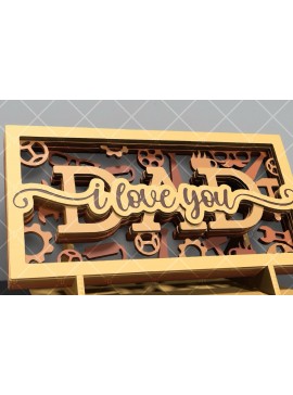 Σετ των 2 Intra απο ξύλο plywood 3mm-4mm πάχος - Σετ 6 τεμαχίων για τη γιορτή του πατέρα - Ξύλινη  Δίασταση 20x20 cm INTRAFABR-122127362