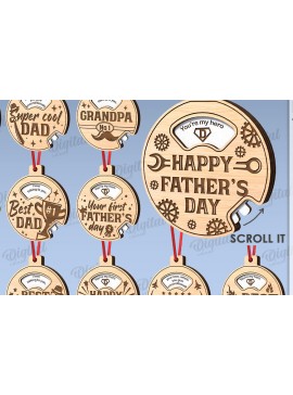 Σετ των 3 Intra απο ξύλο plywood 3mm-4mm πάχος - Πακέτο με στολίδια για την ημέρα του πατέρα Δίασταση 6x6 cm INTRAFABR-119261129