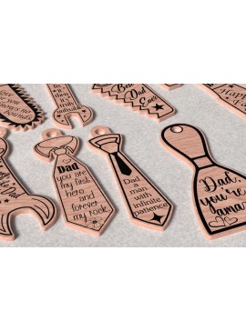 Σετ των 3 Intra απο ξύλο plywood 3mm-4mm πάχος - Keychain  για την Ημέρα του Πατέρα Δίασταση 4x4 cm INTRAFABR-121573223