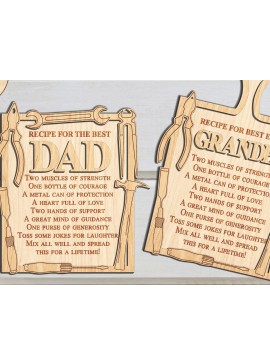 Σετ των 2 Intra απο ξύλο plywood 3mm-4mm πάχος - Διακόσμηση βάσης πινακίδας για την ημέρα του πατέρα Δίασταση 30x20 cm INTRAFABR-96161267