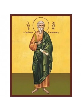 Εικόνα Ορθοδοξίας με περίγραμμα χρυσό σε ξύλο Φλαμουρίας  με  βάση Εικόνα ΑΓΙΟΣ ΑΠΟΣΤΟΛΟΣ ΑΝΔΡΕΑΣ, Ο ΠΡΩΤΟΚΛΗΤΟΣ, ΟΛΟΣΩΜΟΣ Χειροποίητη Ελληνορθόδοξη εικόνα του Ιησού Χριστού, Κρεμαστή πλάκα βυζαντινής τέχνης, χριστιανική τέχνη Διάσταση 40x30 cm (10,2x7,9 