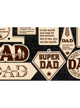 Σετ των 3 Intra απο ξύλο plywood 3mm-4mm πάχος - Ξύλινο μπρελόκ για τη γιορτή του πατέρα  Δίασταση 4x4 cm INTRAFABR-96591994