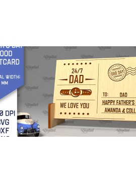 Σετ των 2 Intra απο ξύλο plywood 3mm-4mm πάχος - Κόψιμο με λέιζερ Ξύλινη Καρτ ποστάλ για την Ημέρα του Πατέρα Δίασταση 30x20 cm INTRAFABR-97081837