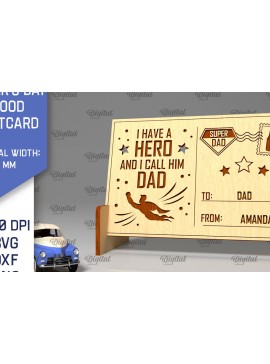 Σετ των 2 Intra απο ξύλο plywood 3mm-4mm πάχος - Κόψιμο με λέιζερ Ξύλινη Καρτ ποστάλ για την Ημέρα του Πατέρα Δίασταση 30x20 cm INTRAFABR-97081276