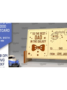 Σετ των 2 Intra απο ξύλο plywood 3mm-4mm πάχος - Κόψιμο με λέιζερ Ξύλινη Καρτ ποστάλ για την Ημέρα του Πατέρα Δίασταση 30x20 cm INTRAFABR-97081379