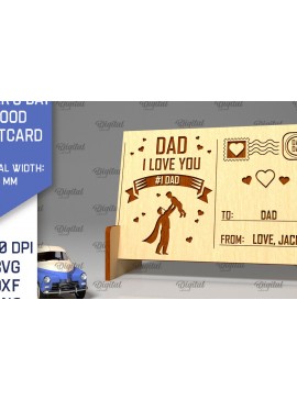 Intra απο ξύλο plywood 3mm-4mm πάχος - Κόψιμο με λέιζερ Ξύλινη Καρτ ποστάλ για την Ημέρα του Πατέρα Δίασταση 30x20 cm INTRAFABR-97081414