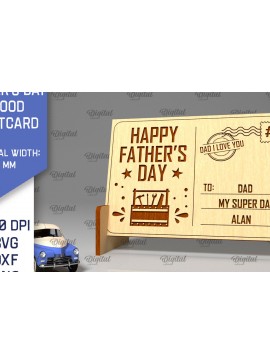 Intra απο ξύλο plywood 3mm-4mm πάχος - Κόψιμο με λέιζερ Ξύλινη Καρτ ποστάλ για την Ημέρα του Πατέρα Δίασταση 30x20 cm INTRAFABR-97081463