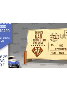 Intra απο ξύλο plywood 3mm-4mm πάχος - Κόψιμο με λέιζερ Ξύλινη Καρτ ποστάλ για την Ημέρα του Πατέρα Δίασταση 30x20 cm INTRAFABR-97081593