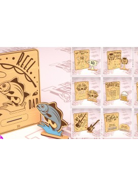 Σετ των 2 Intra απο ξύλο plywood 3mm-4mm πάχος - Πακέτο σχεδίου ξύλινης κάρτας για την ημέρα του πατέρα Δίασταση 10x15 cm INTRAFABR-97722581