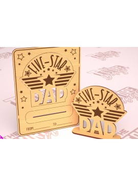 Σετ των 2 Intra απο ξύλο plywood 3mm-4mm πάχος - Ξύλινη κάρτα για τη γιορτή του πατέρα | Ευχετήρια κάρτα Δίασταση 10x15 cm INTRAFABR-97722513