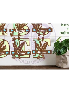 Σετ των 2 Intra απο ξύλο plywood 3mm-4mm πάχος - Πακέτο γραμμάτων μονόγραμμα με φτερά και βέλη Δίασταση 30x20 cm INTRAFABR-86121471