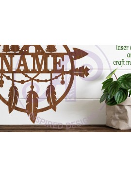 Intra απο ξύλο plywood 3mm-4mm πάχος - Σημάδι ονόματος φτερού και βέλους  Laser Δίασταση 30x20 cm INTRAFABR-86191979