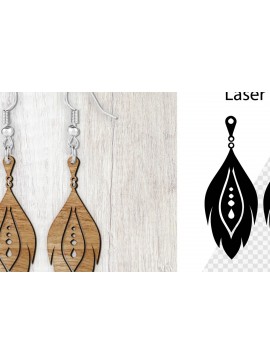 Σετ των 3 Intra απο ξύλο plywood 3mm-4mm πάχος - Σκουλαρίκια με φτερά κοπής με λέιζερ. Δίασταση 3x3 cm INTRAFABR-114582393