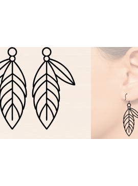 Σετ των 3 Intra απο ξύλο plywood 3mm-4mm πάχος - Ξύλινα σκουλαρίκια με πούπουλα με λέιζερ  Δίασταση 3x3 cm INTRAFABR-110221125