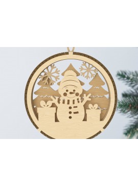 Σετ των 3 Intra απο ξύλο plywood 3mm-4mm πάχος - Εορταστικό στολίδι χιονάνθρωπος και δώρο  Δίασταση 6x6 cm INTRAFABR-107963385