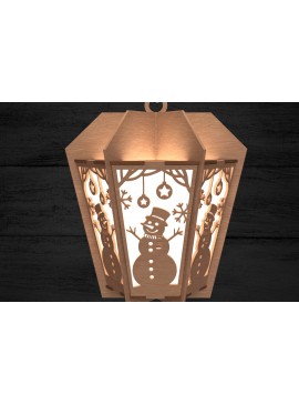 Intra απο ξύλο plywood 3mm-4mm πάχος - Εορταστικό Χριστουγεννιάτικο Φανάρι Χιονάνθρωπος Δίασταση 30x20 cm INTRAFABR-108902723