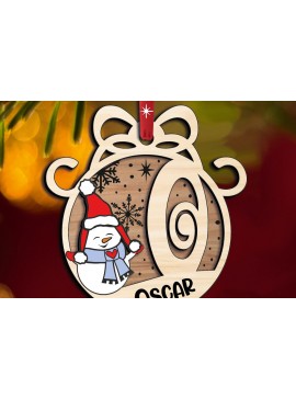 Σετ των 3 Intra απο ξύλο plywood 3mm-4mm πάχος - Γιορτινό γράμμα χιονάνθρωπος O Christmas  Δίασταση 6x6 cm INTRAFABR-110639380