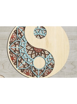 Σετ των 2 Intra απο ξύλο plywood 3mm-4mm πάχος - Αρχεία Cricut & Laser Cut MANDALA YIN YANG Δίασταση 12x12 cm INTRAFABR-10158219