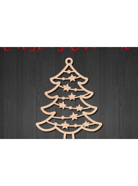 Σετ των 3 Intra απο ξύλο plywood 3mm-4mm πάχος - Χριστουγεννιάτικο στολίδι έλατου  Δίασταση 6x6 cm INTRAFABR-110929498