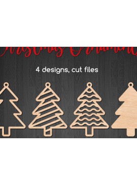 Σετ των 3 Intra απο ξύλο plywood 3mm-4mm πάχος - Χριστουγεννιάτικα στολίδια σε σχήμα έλατου  Δίασταση 6x6 cm INTRAFABR-108543024