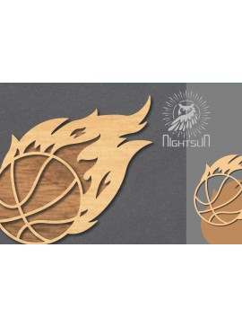 Σετ των 2 Intra απο ξύλο plywood 3mm-4mm πάχος - Fire Basketball Laser Cut Διακόσμηση  Δίασταση 20x20 cm INTRAFABR-119874409