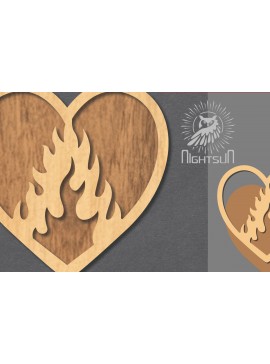 Σετ των 3 Intra απο ξύλο plywood 3mm-4mm πάχος - Διακόσμηση κοπής με λέιζερ Fire Heart 6 Δίασταση 20x20 cm INTRAFABR-120680767