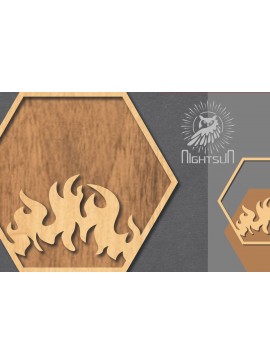 Σετ των 2 Intra απο ξύλο plywood 3mm-4mm πάχος - Διακόσμηση κοπής με λέιζερ Fire Sign 1 Δίασταση 30x20 cm INTRAFABR-120680797