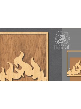 Σετ των 2 Intra απο ξύλο plywood 3mm-4mm πάχος - Διακόσμηση κοπής με λέιζερ με σήμα Fire 3 Δίασταση 20x20 cm INTRAFABR-120680837