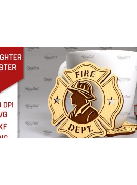 Σετ των 2 Intra απο ξύλο plywood 3mm-4mm πάχος - Σχέδιο κοπής με λέιζερ σουβέρ πυροσβέστης Δίασταση 30x20 cm INTRAFABR-100378339