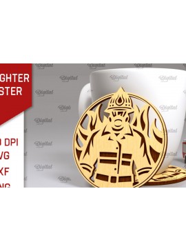 Σετ των 2 Intra απο ξύλο plywood 3mm-4mm πάχος - Σχέδιο κοπής με λέιζερ σουβέρ πυροσβέστης Δίασταση 30x20 cm INTRAFABR-100378535